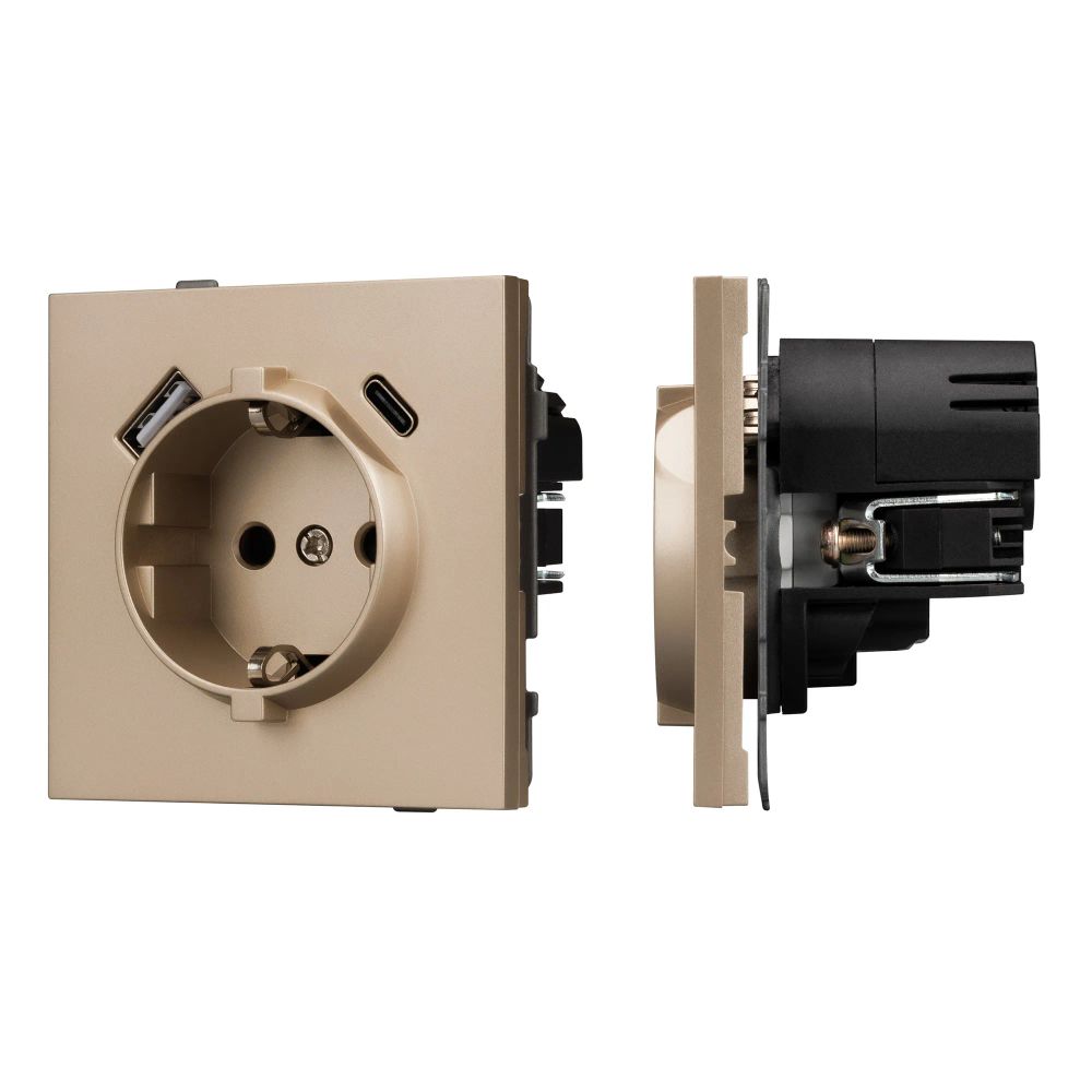 Механизм розетки с USB зарядкой SCT-TENDO-MUAC-PL-GD (230V, 16A) (Arlight, Песочный) 054089