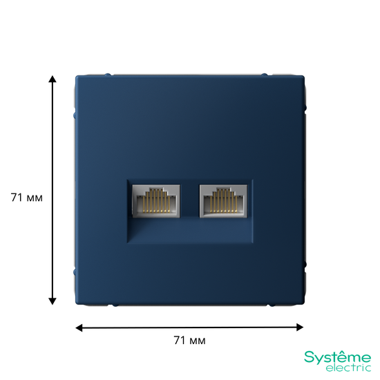 Розетка двойная компьютерная ArtGallery RJ45+RJ45 кат. 6A механизм аквамарин SE GAL001188