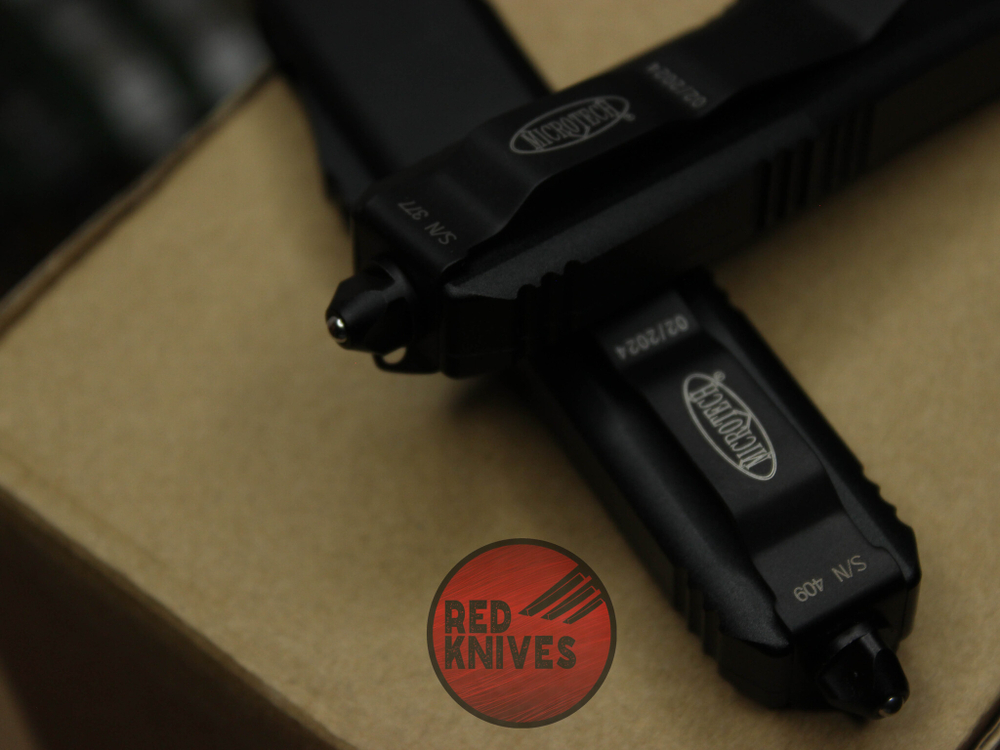 Нож Microtech UTX-85 A+++ Tanto T/E - черная рукоять, черный клинок танто