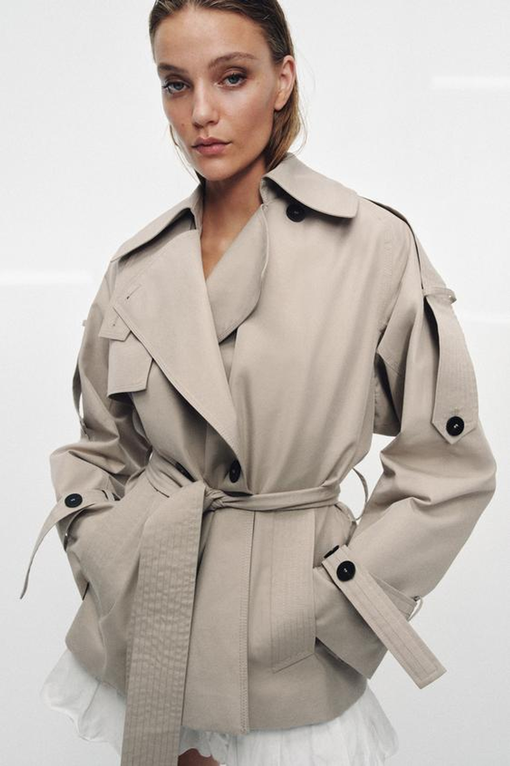 ZW COLLECTION ОVERSIZE ВОДОНЕПРОНИЦАЕМЫЙ ТРЕНЧКОТ - ZARA