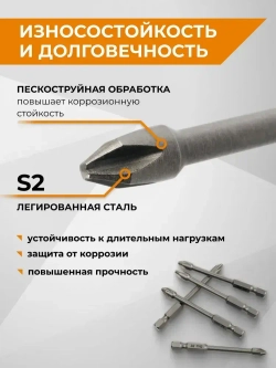 Набор торсионных бит IMPACT 5 шт S2 PH2 x 70 мм RAGE by VIRA