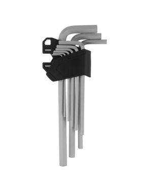 Набор ключей имбусовых, HEX, 1,5-10 мм, CrV, 9 шт., удлиненные Сибртех, 123687