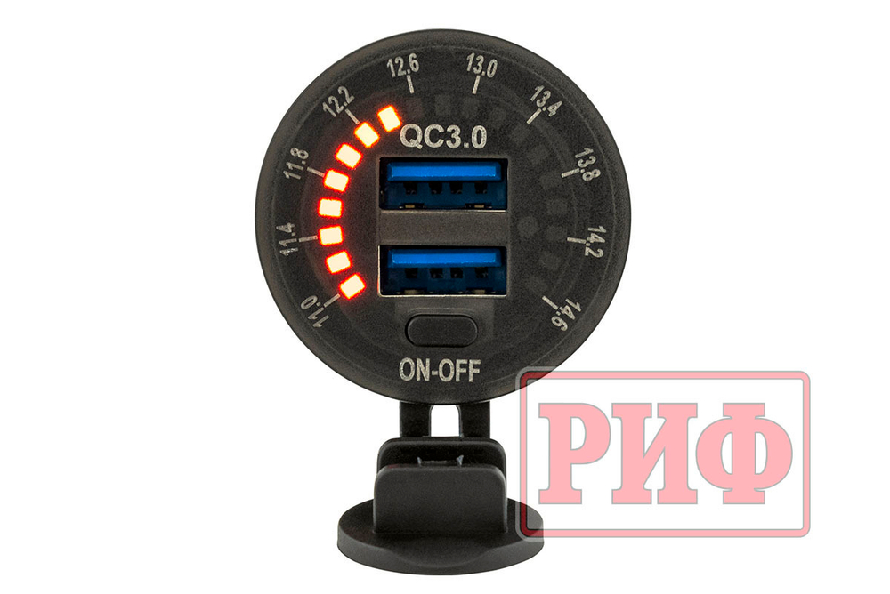 Розетка USB 2 QC 3.0 с вольтметром