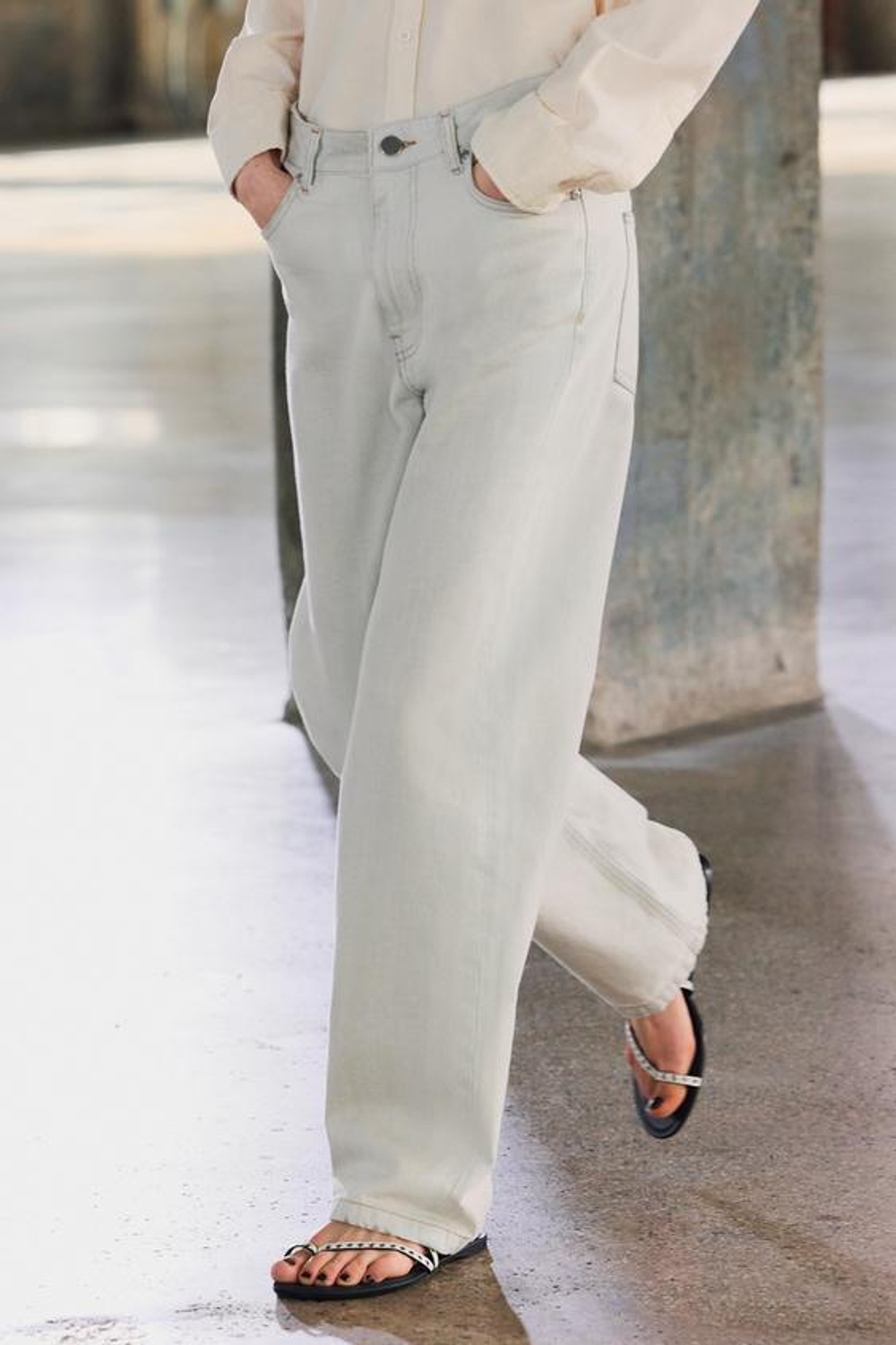 ZARA ДЖИНСЫ BAGGY СО СРЕДНЕЙ ПОСАДКОЙ — ZW COLLECTION, ГОЛУБОЙ