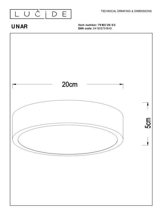 Потолочный светодиодный светильник Lucide Unar 79185/20/02