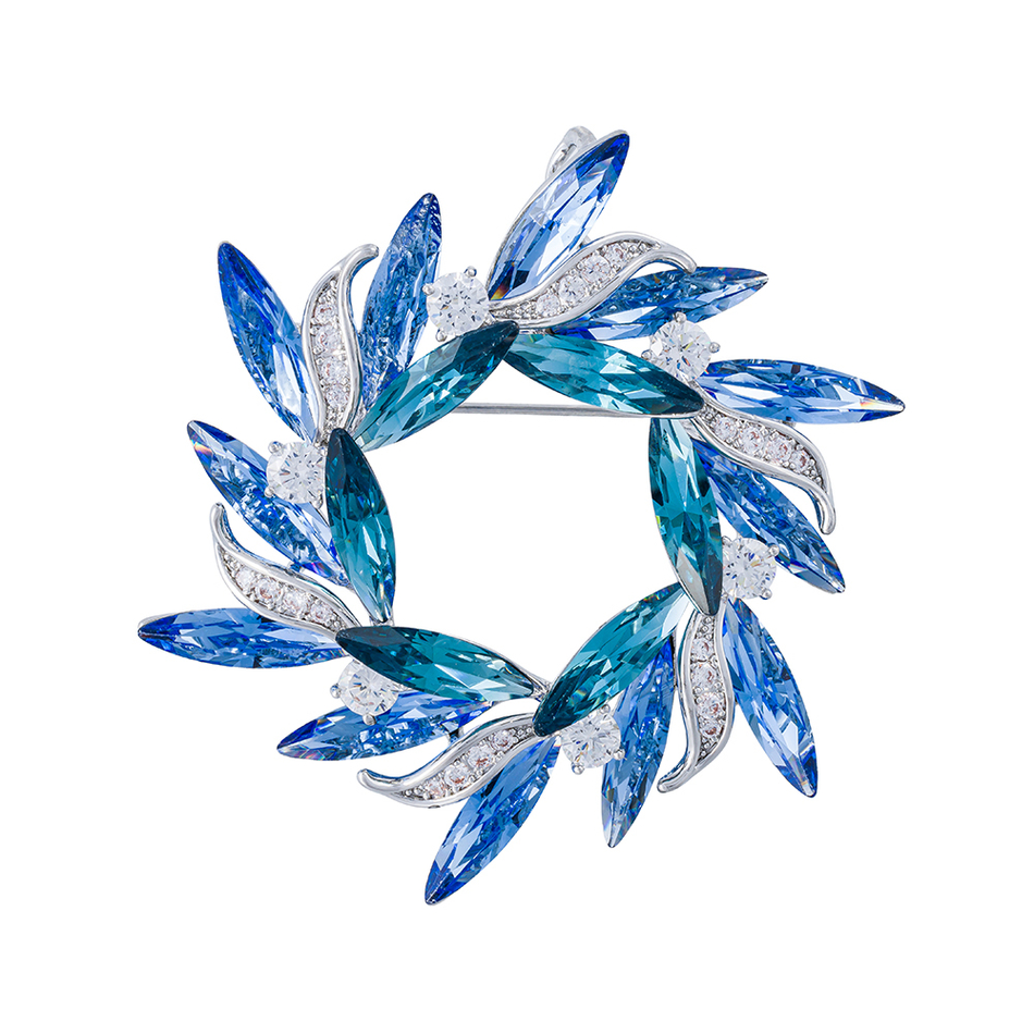 Брошь Fiore Luna ВЕНЕЦ Zircon Crystal XR14425B1 G/BL/S