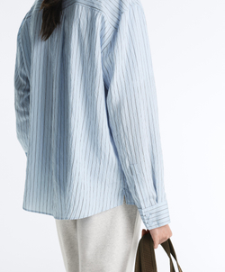 Oysho Рубашка в полоску обычного кроя, пыльный синий