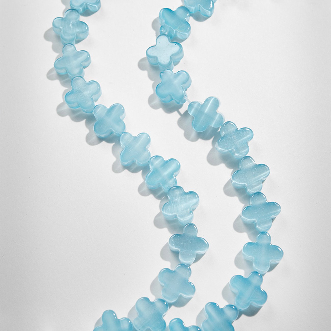 Селенит (имитация), клевер, 11*12мм, голубой