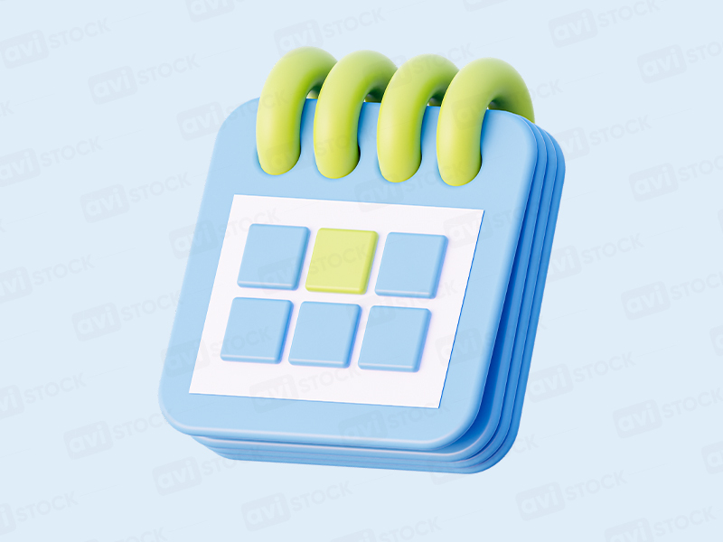 3D иконка календаря со спиральным переплетом