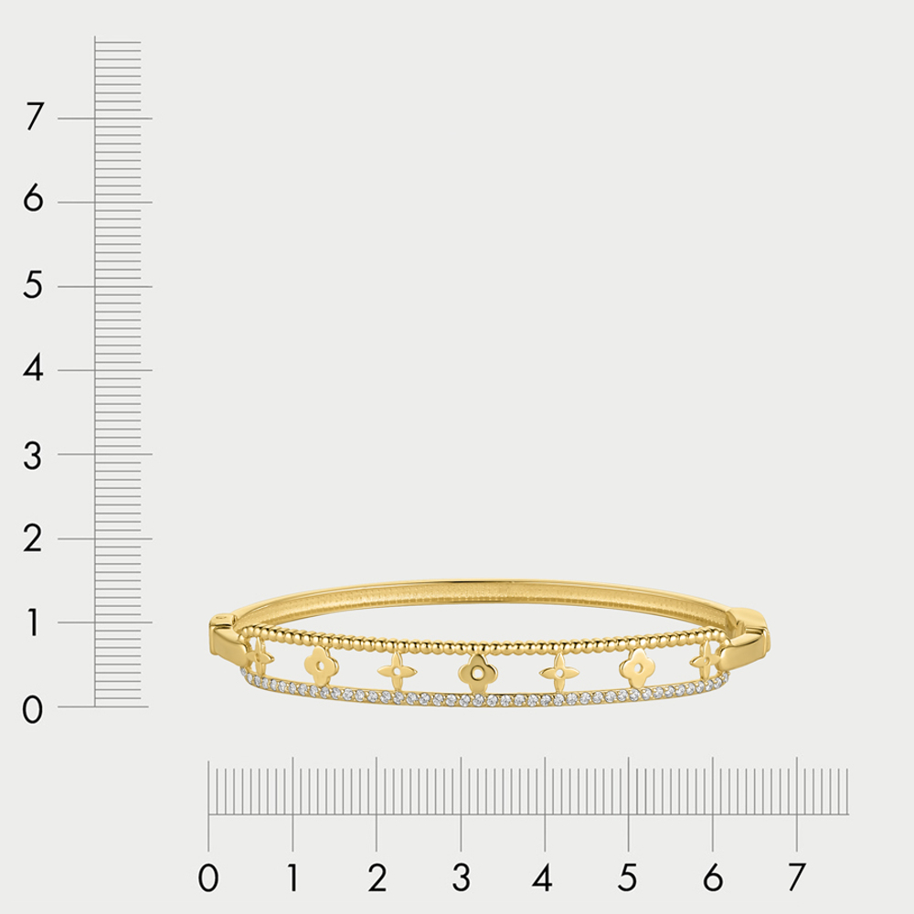 Жесткий браслет из желтого золота 585 пробы для женщин с фианитами (арт. Бр4832л)