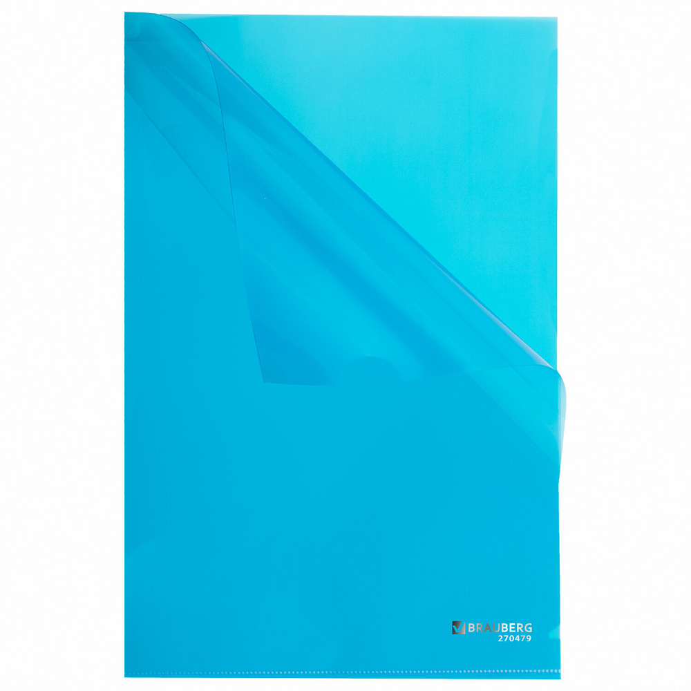 Папка-уголок плотная BRAUBERG SUPER, 10 шт. 0,18 мм, синяя, 270479