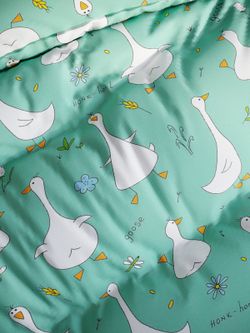 Постельное белье Полисатин Мечта "Гуси-Гуси" евро Наволочка 50х70 см 2 шт Простынь на резинке 180x200 см Пододеяльник 200x215 см