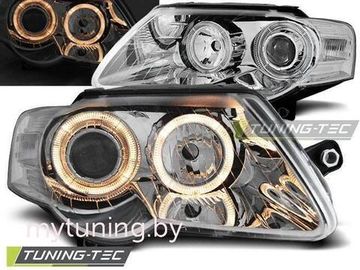 Передние фары angel eyes chrome для Volkswagen Passat B6