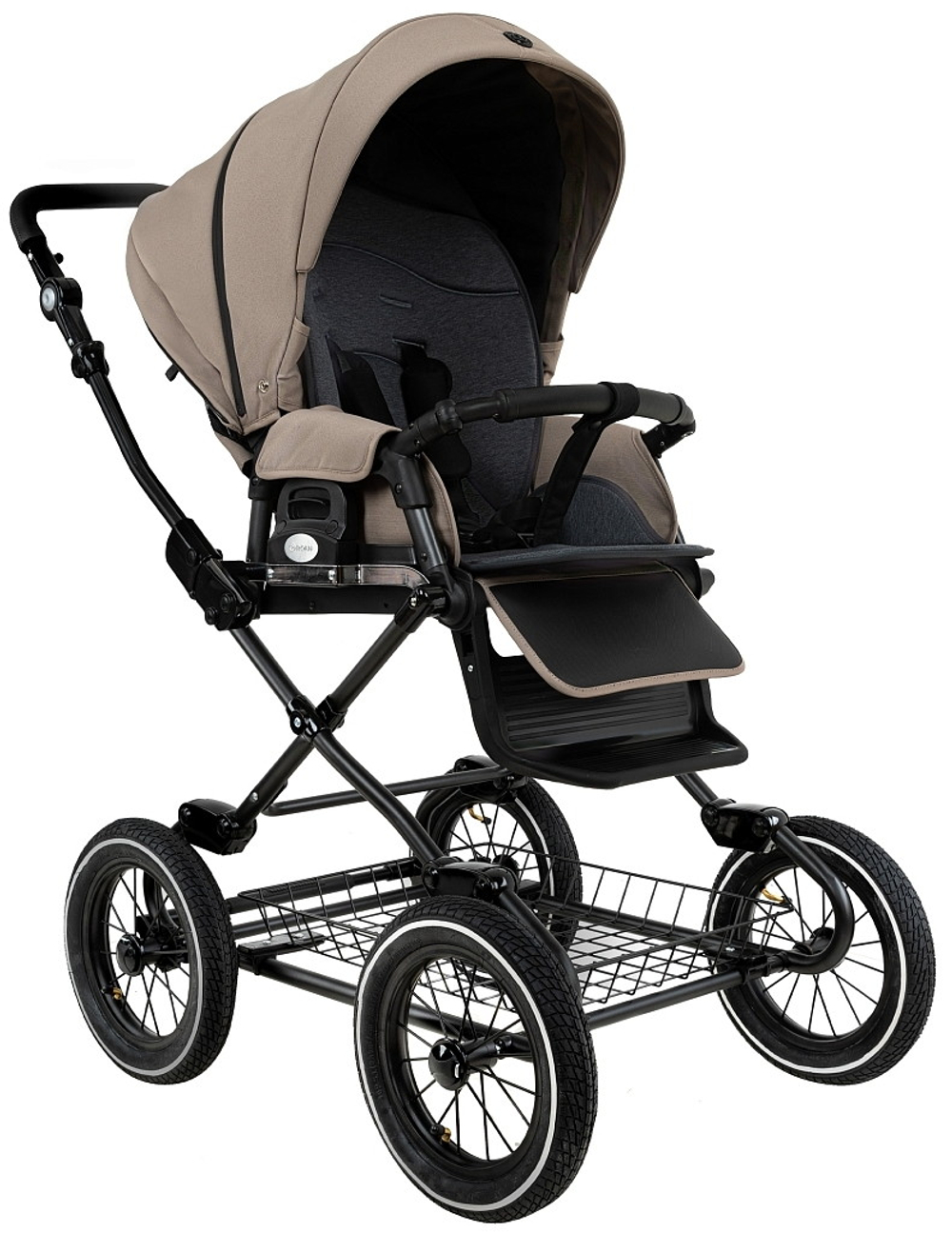 Детская коляска Roan Bass Next Classic d12 2.0 3 в 1 с автокреслом Pituso Santiso Pro Black BNC/80/2 Hazel/Black/руч.Black