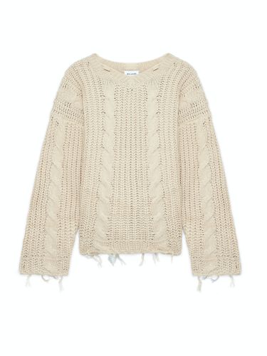 Бежевый хлопковый оверсайз свитер с косами