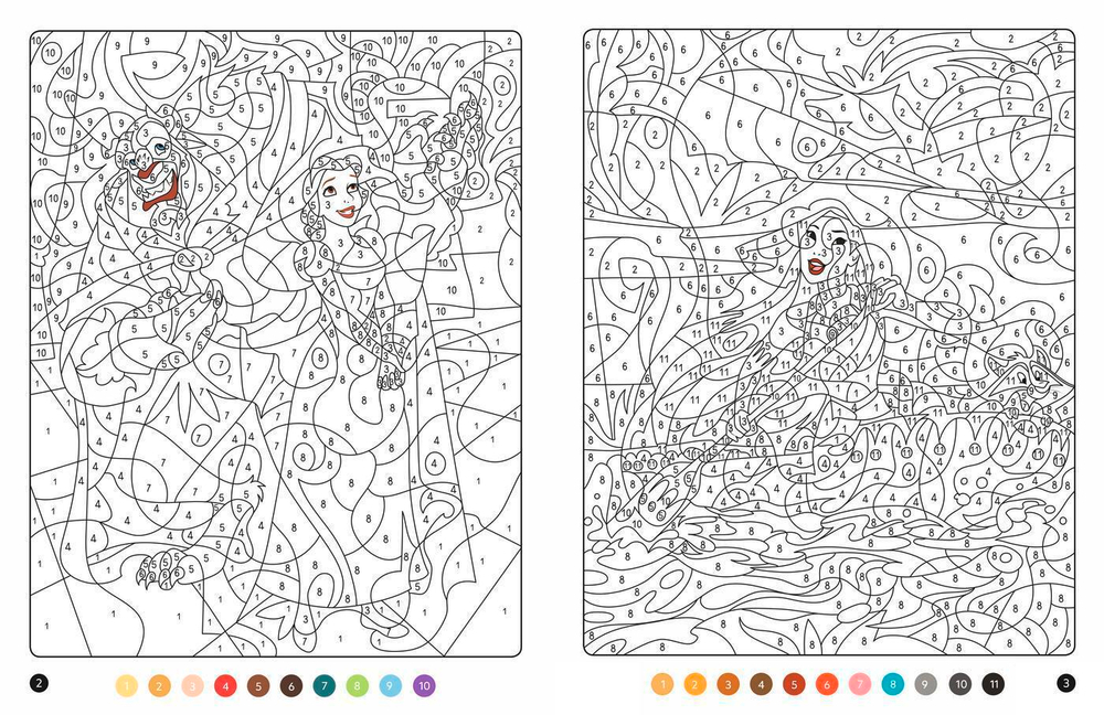Hachette раскраска по номерам DISNEY PRINCESSES - Coloriages Magiques - Mystères (7+)