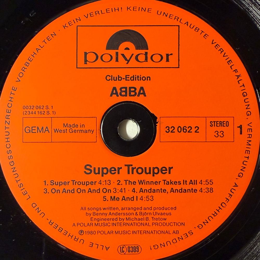 ABBA ‎– Super Trouper (Германия 1980г.) Т