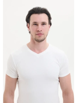 Футболка V-вырез однотонная облегающая