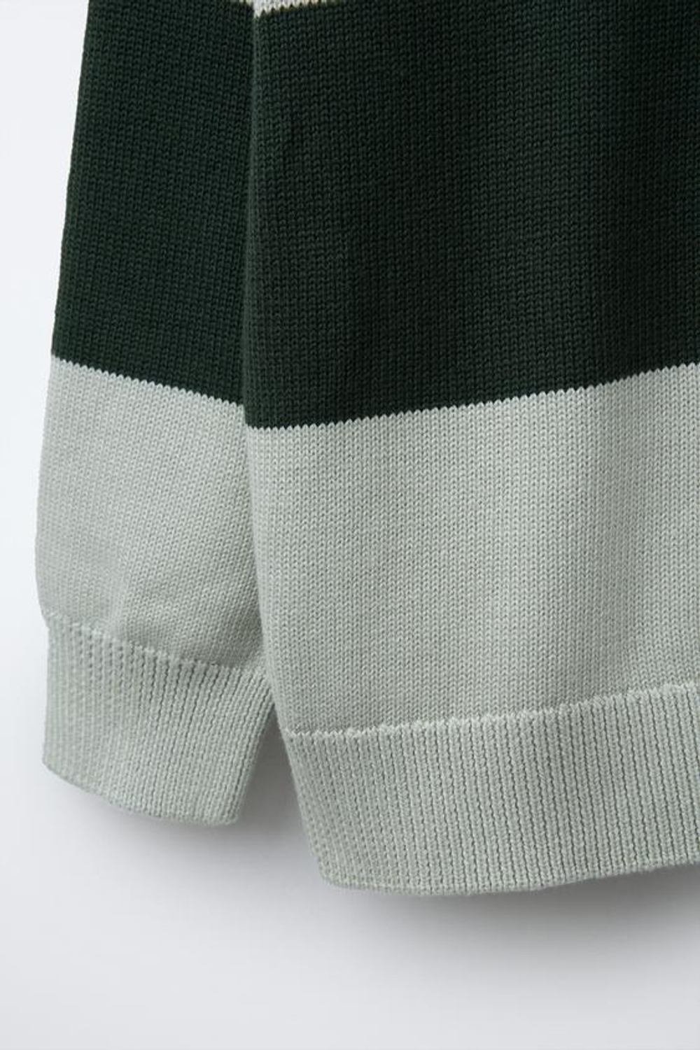 ZARA ТРИКОТАЖНОЕ ПОЛО В ПОЛОСКУ, ЗЕЛЕНЫЙ