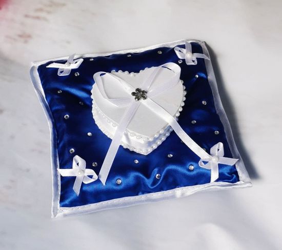 Подушечка для колец со шкатулкой Цвета, синяя №550.230