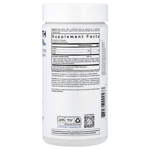 Codeage, Bone Broth Collagen, 180 растительных капсул