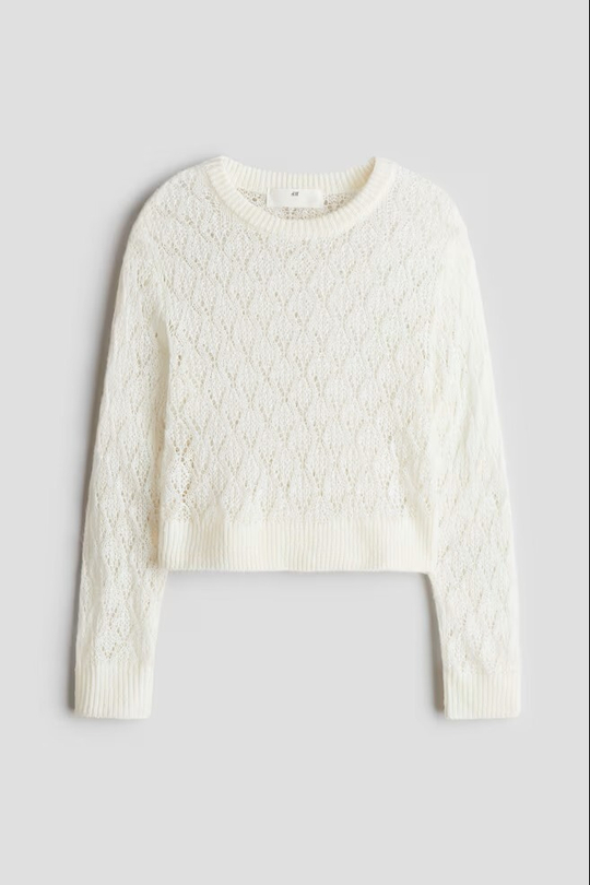 H&M Трикотажный свитер, белый