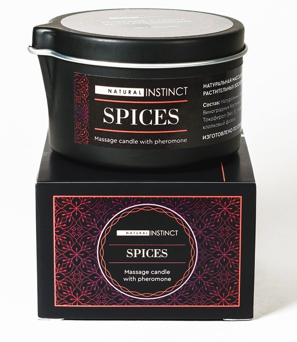 Массажная свеча с феромонами Natural Instinct SPICES - 70 мл.