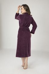 Халат женский велюровый жаккард 0439 фиолетовый NUSA Турция