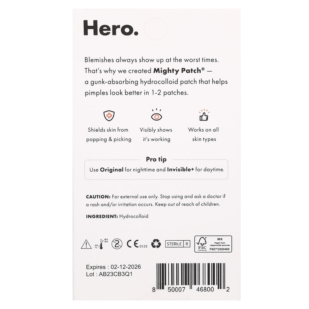 Hero Cosmetics, Mighty Patch Duo, 6 оригинальных + 6 невидимых патчей