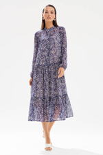 51755 Платье женское (молочно-синий принт)