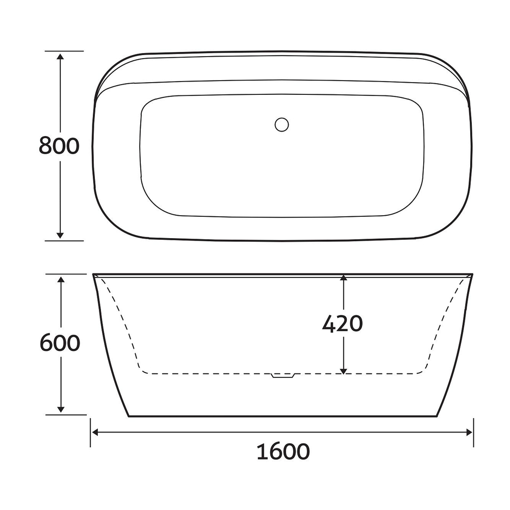 Акриловая ванна Art&Max AM-316-1600-800