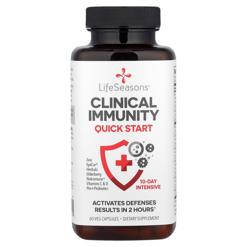 LifeSeasons, Clinical Immunity, быстрое начало работы, 60 растительных капсул