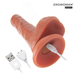 Телесный реалистичный вибратор с возвратно-поступательными движениями - 20,5 см. (Цвет: телесный)