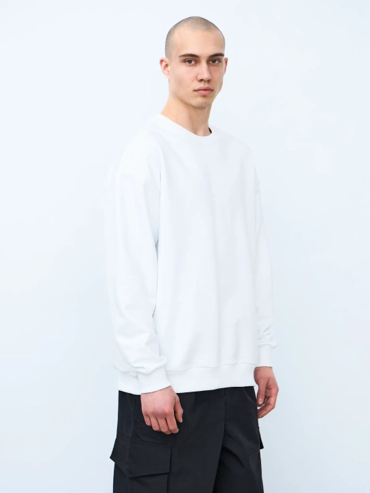 Свитшот оверсайз, без начеса (белый)
