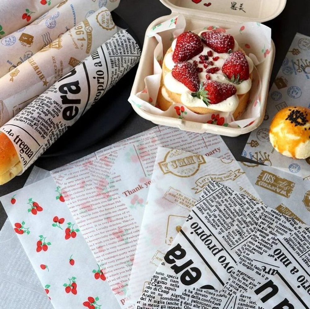Бумага упаковочная для бенто-торта «Утренняя газета» 18 х 18 см, 100 шт