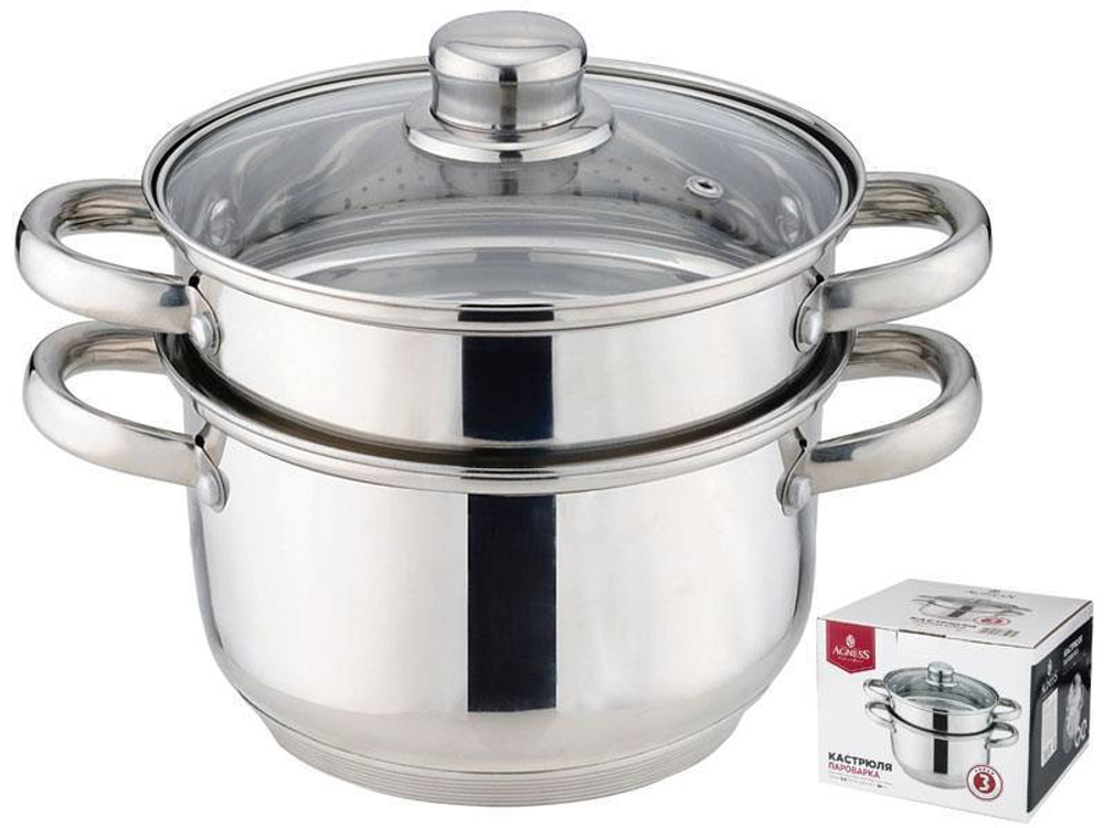 Кастрюля-пароварка 2-х ярусная 3,4л 3 предмета, индукция