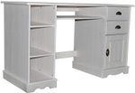 Письменный стол Клаудиа с ящиками, тумбой и полками из массива сосны, белый