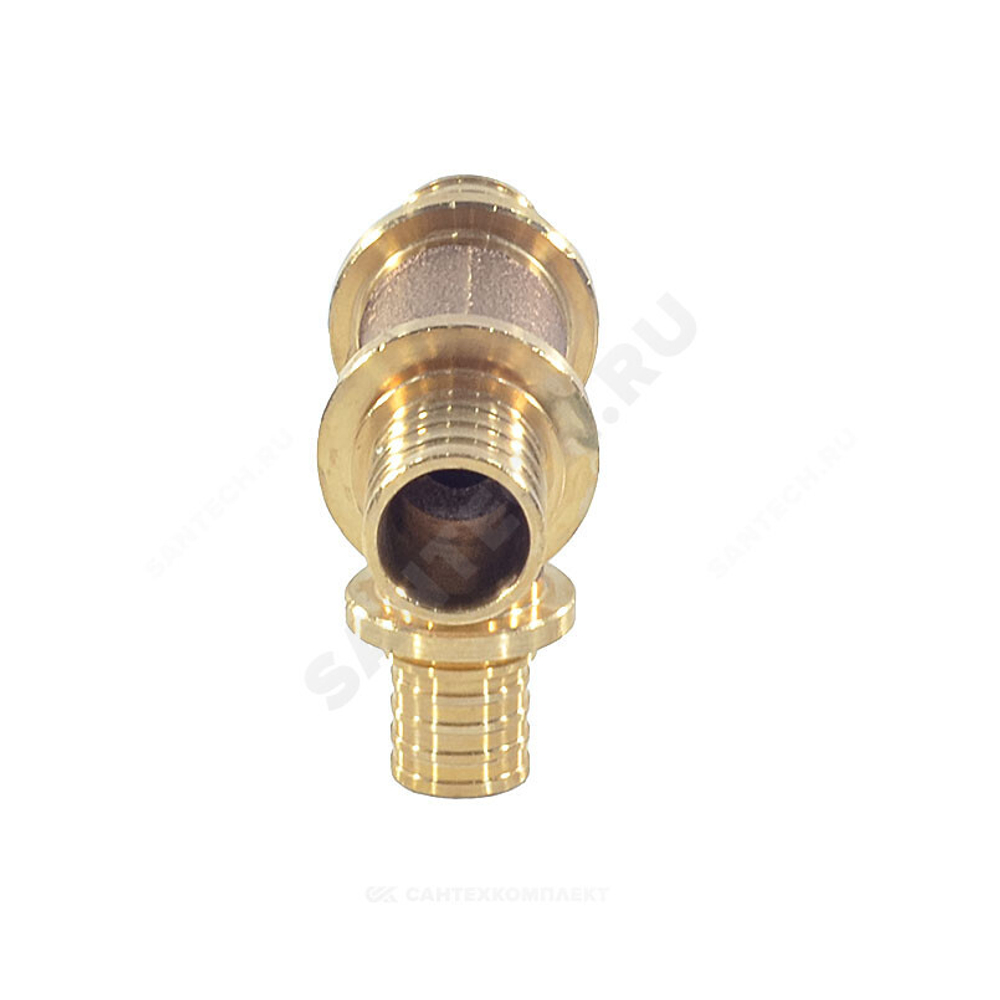 Тройник для PE-X труб аксиальный бронза Дн 32х25х32 переходной RAUTITAN PLATINUM RX Rehau 14564621001