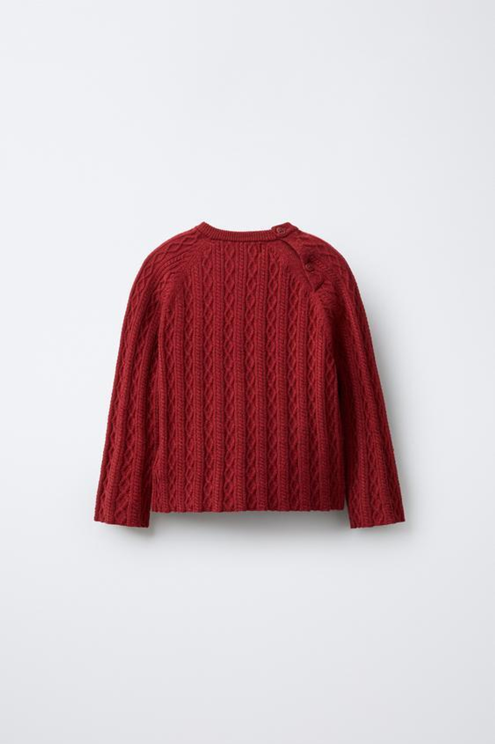 ZARA СВИТЕР С УЗОРОМ «КОСЫ», ТЕМНО-РОЗОВЫЙ