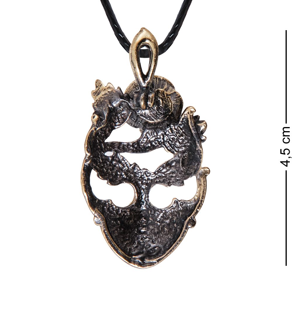 AM-4013 Подвеска «Маска Веточка» (латунь, янтарь)