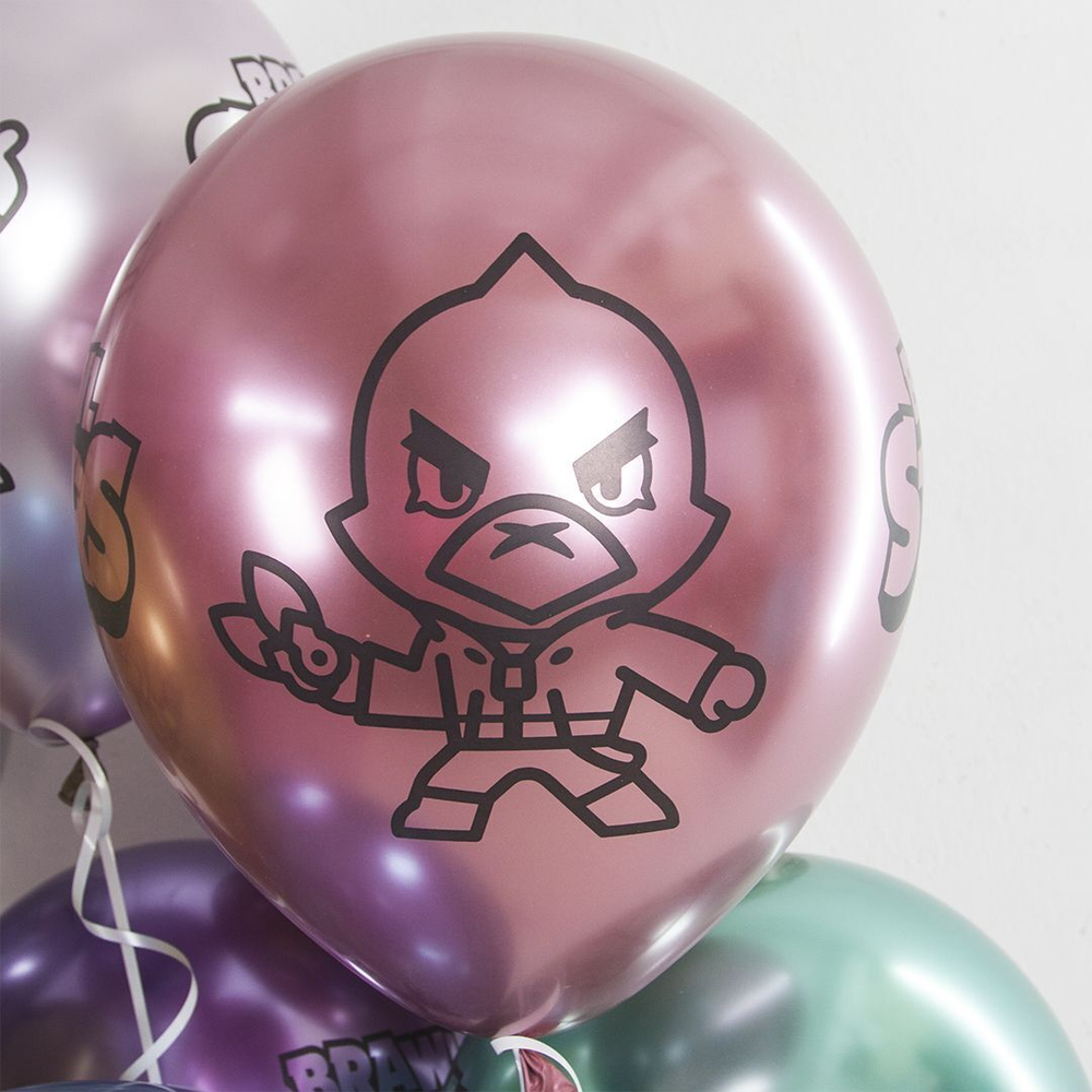 Воздушный Шар (12''/30 см) Brawl Stars, Герои, дизайн №2, Ассорти, хром, 2 ст
