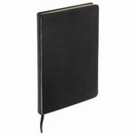 Блокнот А5 (148х218 мм), BRAUBERG "Income", 128 л., гладкий кожзаменитель, клетка, черный, 125208