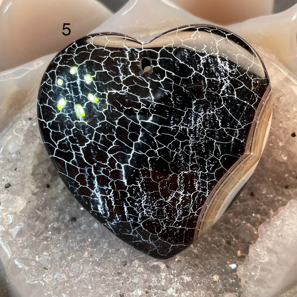 46892 Агат пати Кулон сердце 40мм