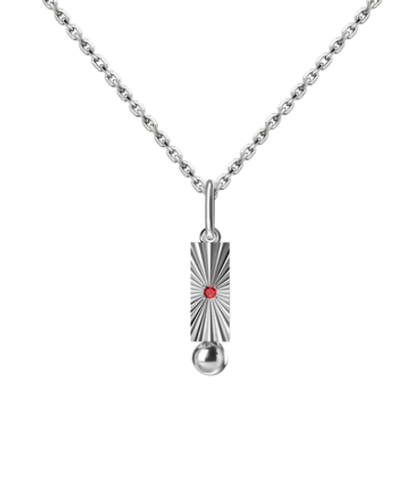 Подвес из серебра со вставками из выращенных рубина и бриллианта