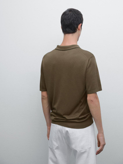 Massimo Dutti Поло из смесового хлопка, бежевый