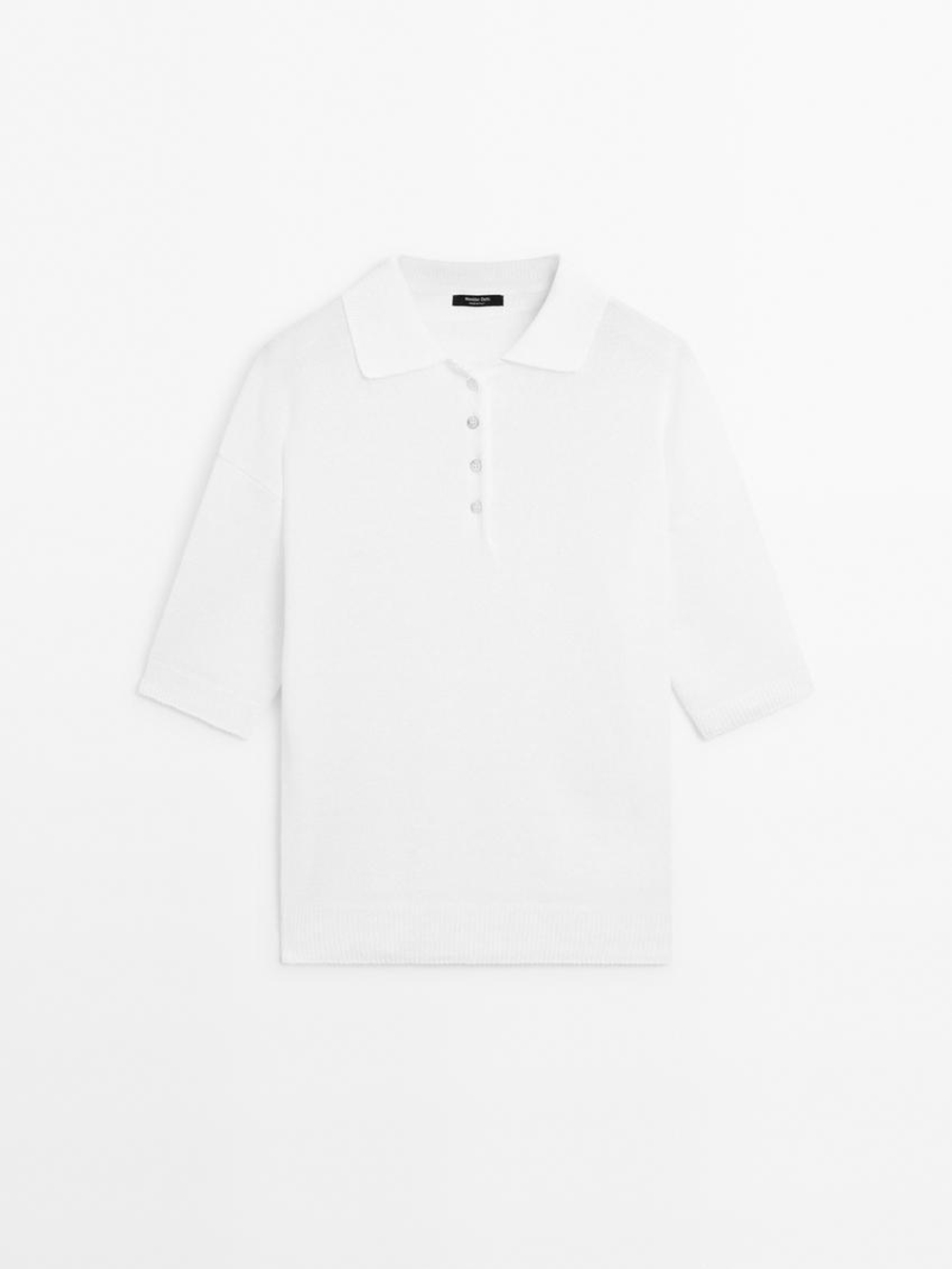 Massimo Dutti Свитер оверсайз с воротником поло, белый