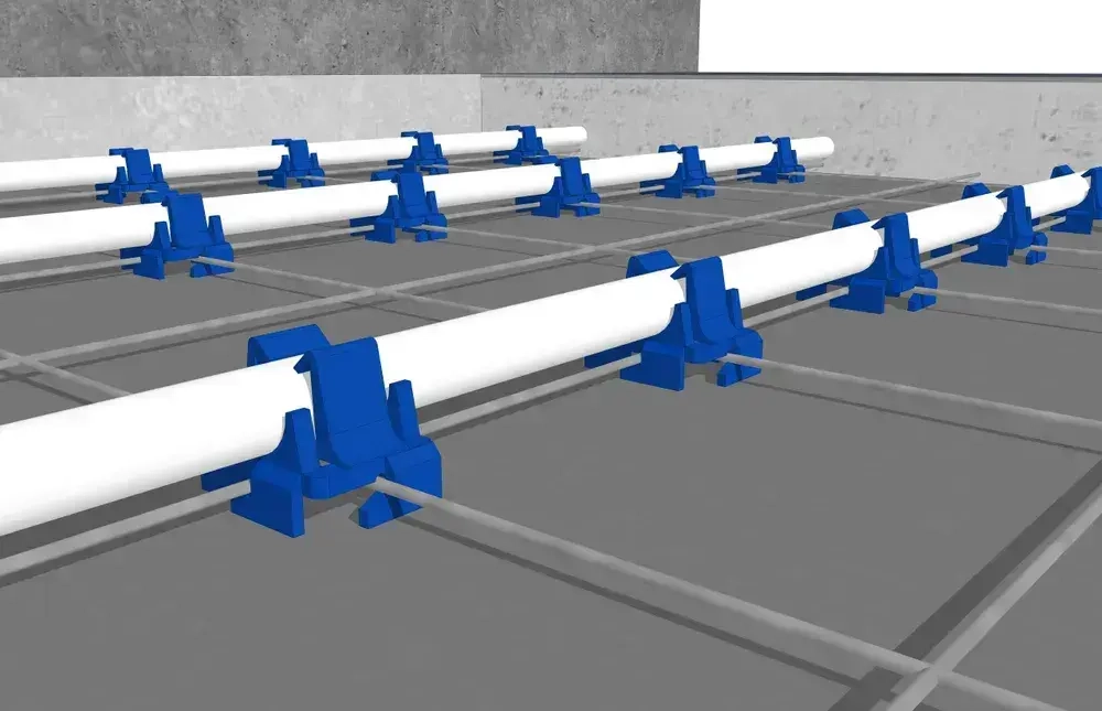 Клипса для теплого пола (50шт) поворотная для трубы D14/16/17/20мм на арматурной сетке, синяя, полипропилен