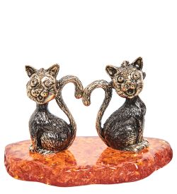 Народные промыслы AM-1975 Фигурка «Мартовские коты» (латунь, янтарь)