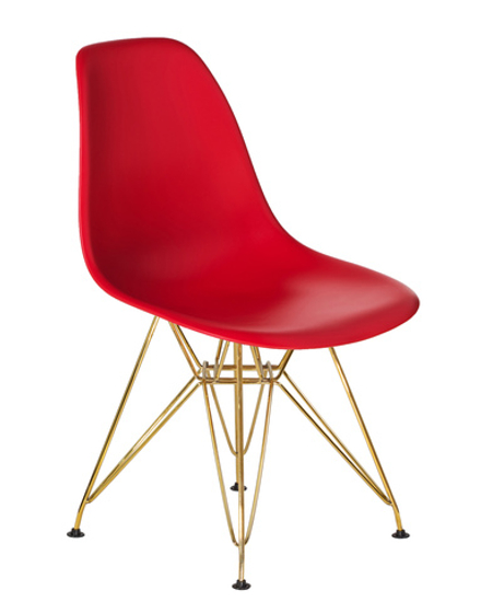 Стул обеденный DOBRIN DSR, ножки золотые, цвет красный (R-02)