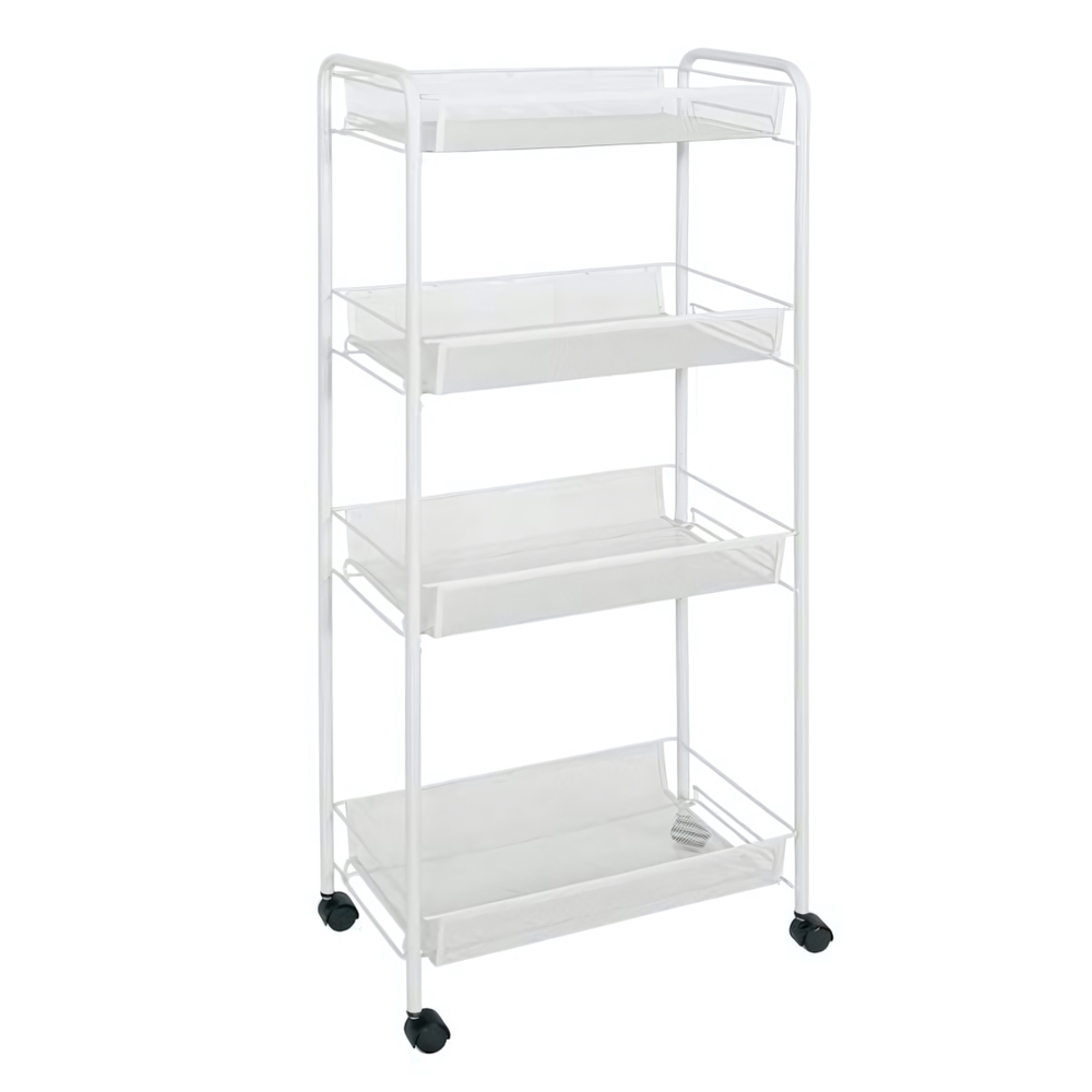 Этажерка "Ладья 24 К" 4 полки на колесиках белый